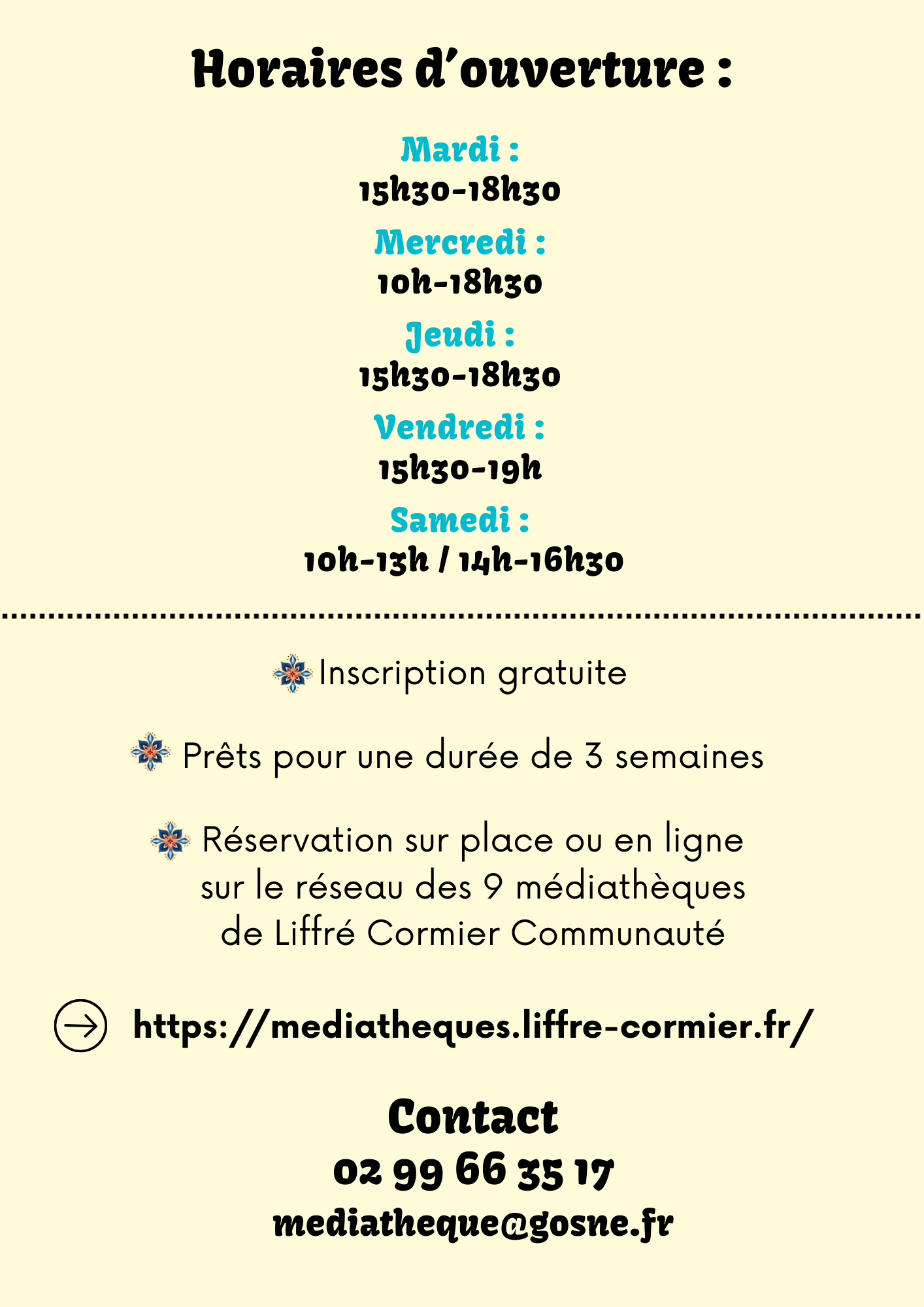 les horaires MoZaïC
